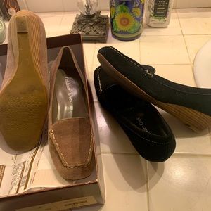 ColdwaterCreek two pairs of almost new shoes. Suede material, size 6